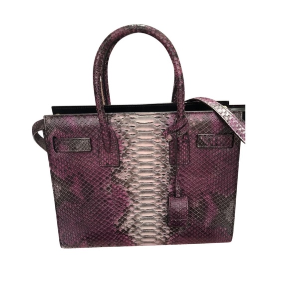 New Authentic SAINT LAURENT Baby Sac de Jour' Genuine Tote Python Purple - Picture 9 of 9